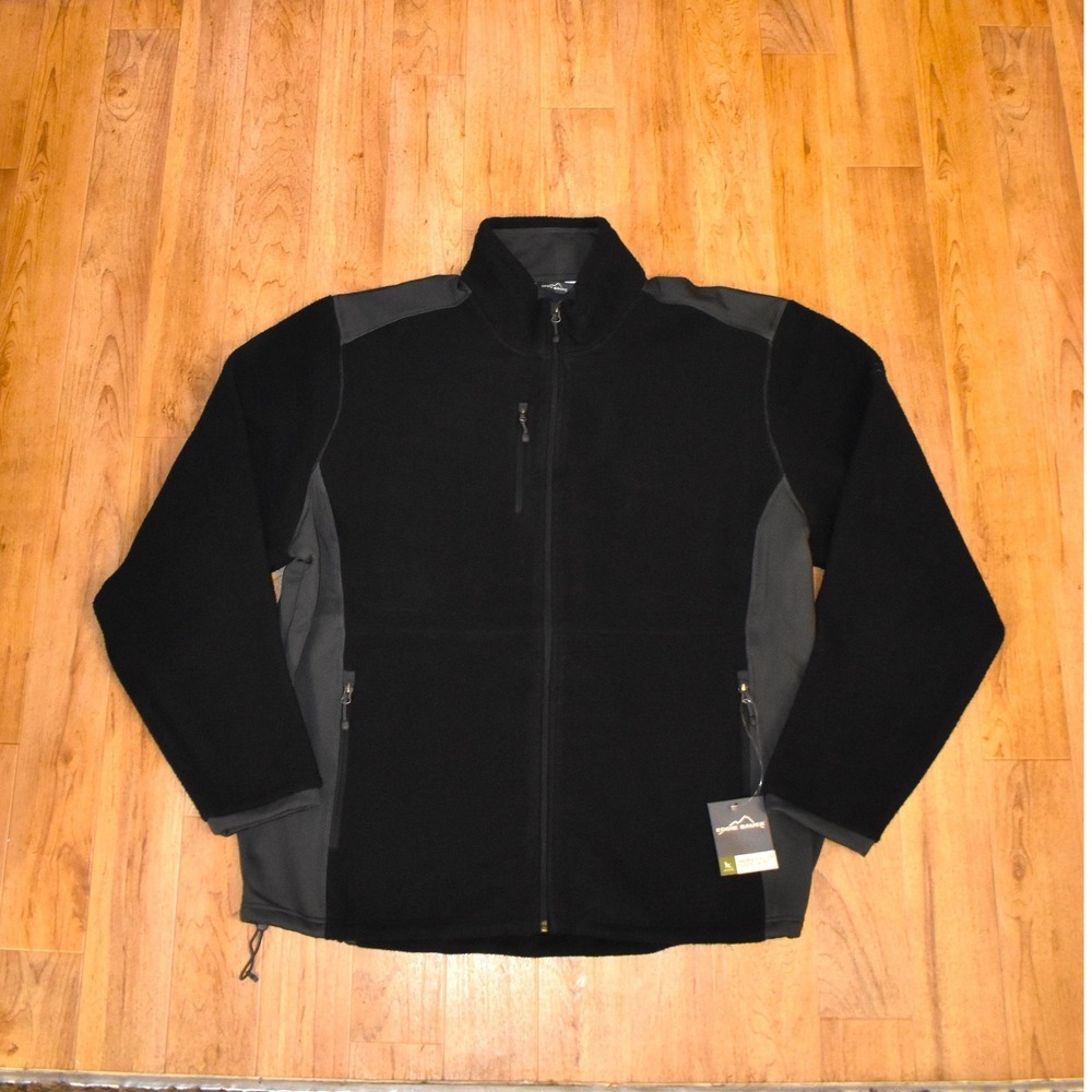 Eddie Bauer Sherpa Full-Zip Fleece Jacket Mens 4XL Black‎ New Stretch Panels